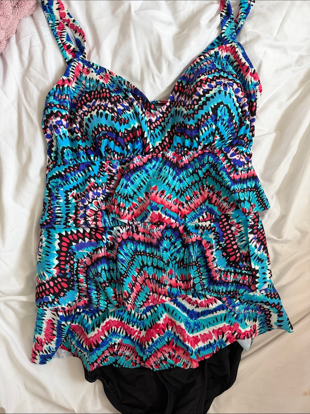 Women’s Turquoise Multi-Print Tankini Top